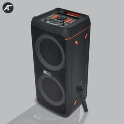 Altoparlante Bluetooth doppio da 8 pollici Colonna wireless portatile Subwoofer stereo di grande potenza Karaoke Musica per feste Luce LED con microfono