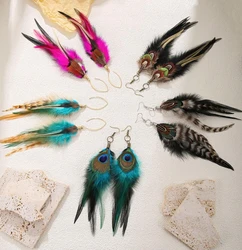 Long Feather Earrings For Women Boho Feather Dangle Earrings Natural Feather Earrings Black Feather Earrings