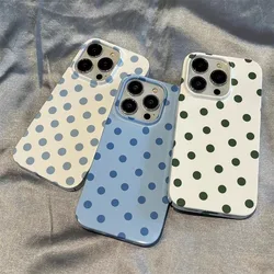 Simple Blue and White Dots Phone Case for iPhone 16 15 14 13 12 11 Pro Max XS XR XSMax 6 7 8 Plus Glossy HD Hard PC Cover