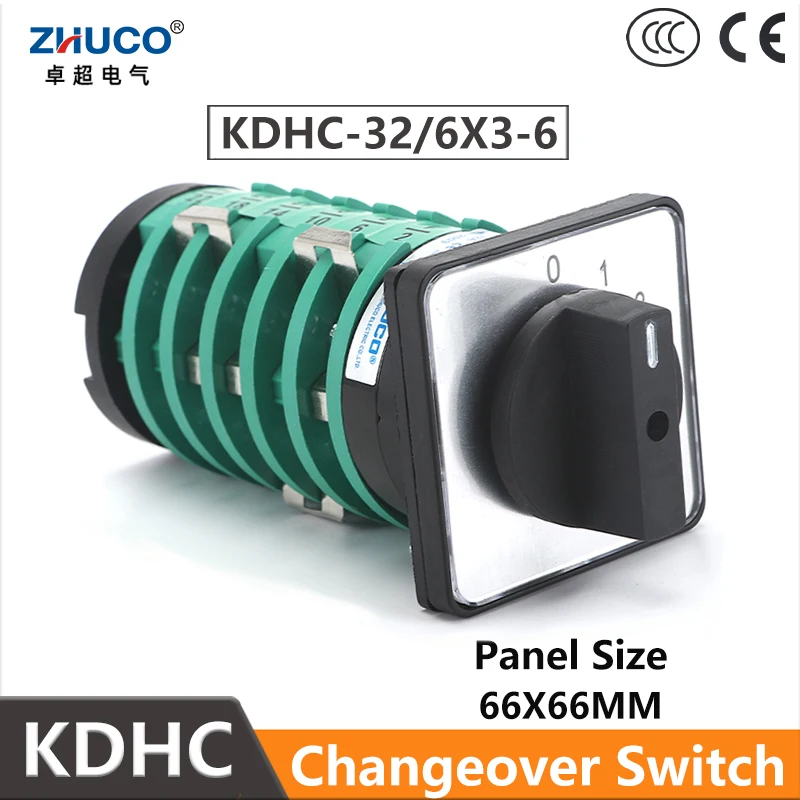 

ZHUCO KDHC-32/6X3-6 32A 690V 24 Screws 6 Poles 4 Positions 0-3 Electrical Adjustable Welding Machine Custom Changeover Switch