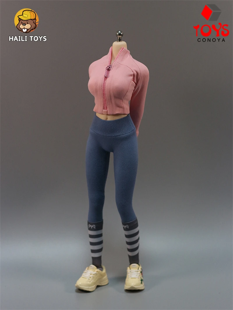 Haili brinquedos 1/6 escala feminino esportes yoga conjunto casaco calças colete meias roupas modelo caber 12 ''feminino soldado figura de ação corpo bonecas