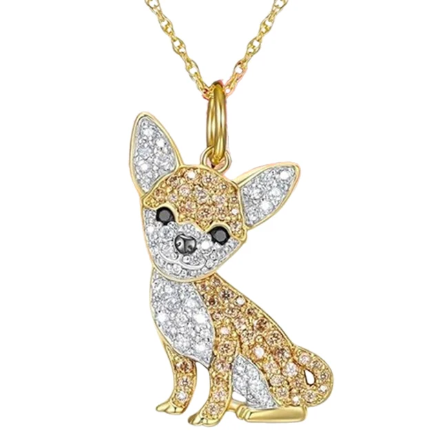 ICE CARATS 14k Yellow Gold Schnauzer Dog Charm Pendant - Solid Gold Animal Necklace
