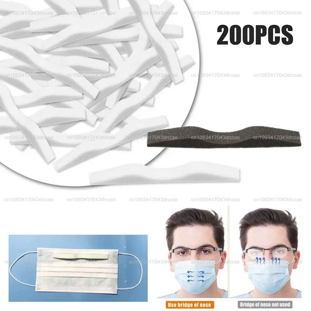 

200 шт. мягких полосок против запотевания для очков, губчатые полоски от запотевания, 3D самоклеящиеся накладки на переносицу для масок, одноразовые