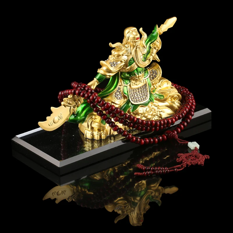 Bureau à domicile entreprise boutique voiture efficace argent dessin prospère affaires diamants GUAN GONG dieu de la richesse FENG SHUI statue en laiton