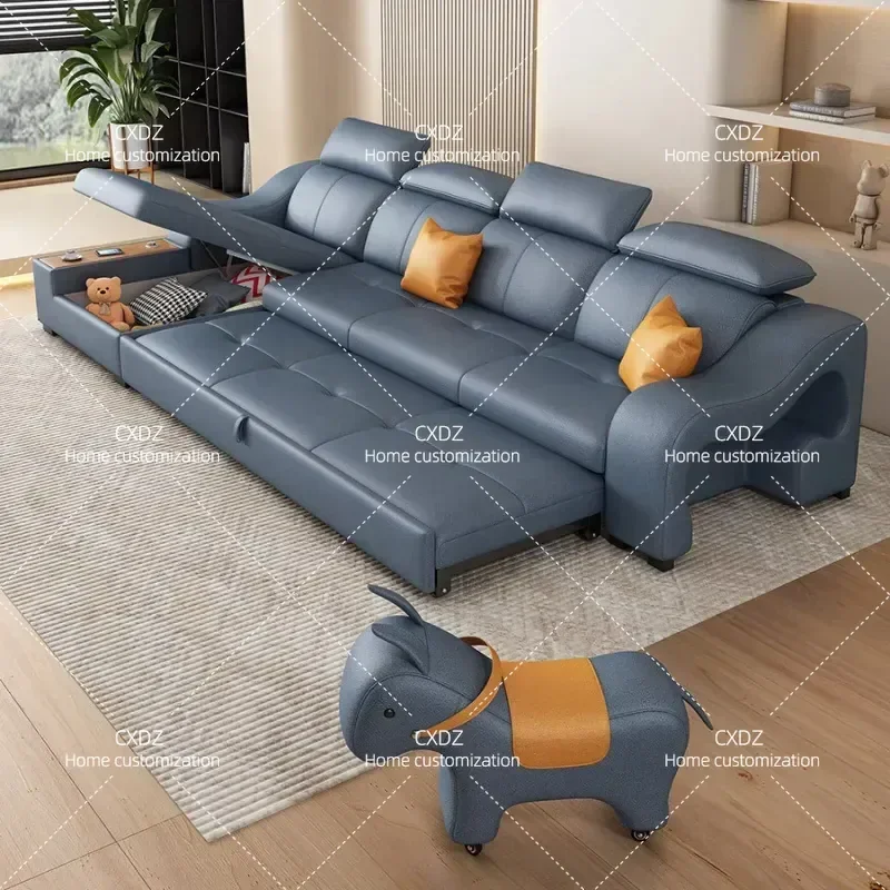 Cream Style Modern Simple Sofa Bed for Living Room Cat Scratch Resistant Fabric Retractable Storage Small Apartment Furniture