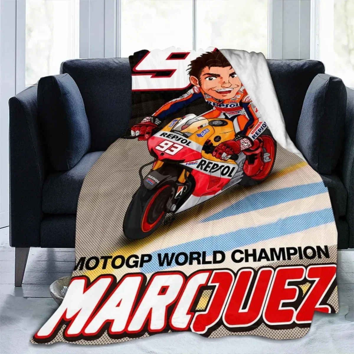 Marc Marquez Motos Gp 93 Throw Blanket Fuzzy Warm Throws for Winter Bedding3D Printing Soft Micro Fleece Blanket