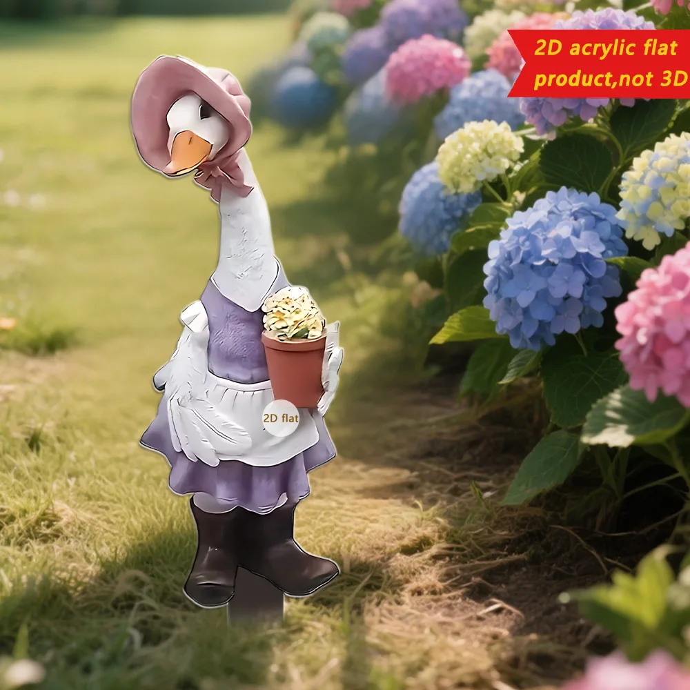 Cartoon Duck 2D Acrylic Rooster/Porch Goose Stakes Outdoor Garden Courtyard Landscape Decoration Item for Entrance Welcome Sign