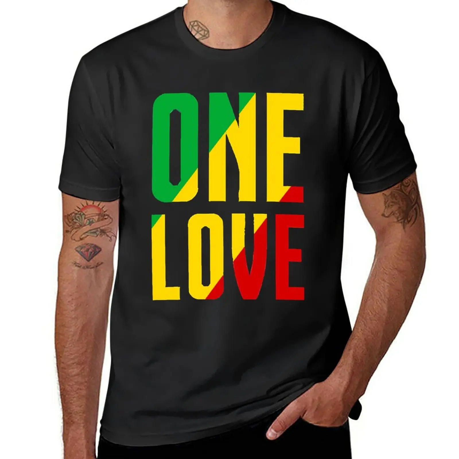 New Awesome Day One Love Rasta Jamaican Reggae Style Who Loves Music T-Shirt summer clothes cute tops T-shirts for men cotton