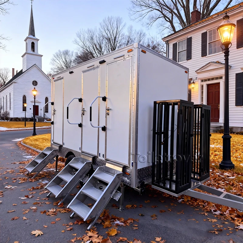 High Quality Vip Mobile Toilet Trailer Luxury Bathroom Trailers Outdoor Restroom Trailer with Shower and Hand Washing Sink