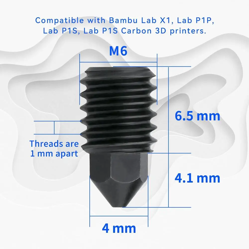 Kit de boquillas de acero endurecido, accesorio mejorado para impresora 3D resistente al desgaste y a altas temperaturas, Compatible con Bambu Lab X1 P1P, 8 Uds.