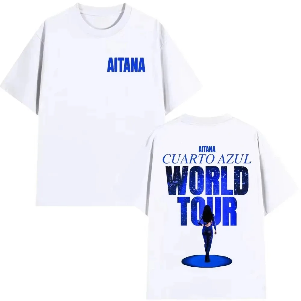 Aitana Pattern T-shirt Blue Room World Tour 2026 Summer Men's Women's Pop Fans Support Unisexed  Y2k Style Extra Large Cotton