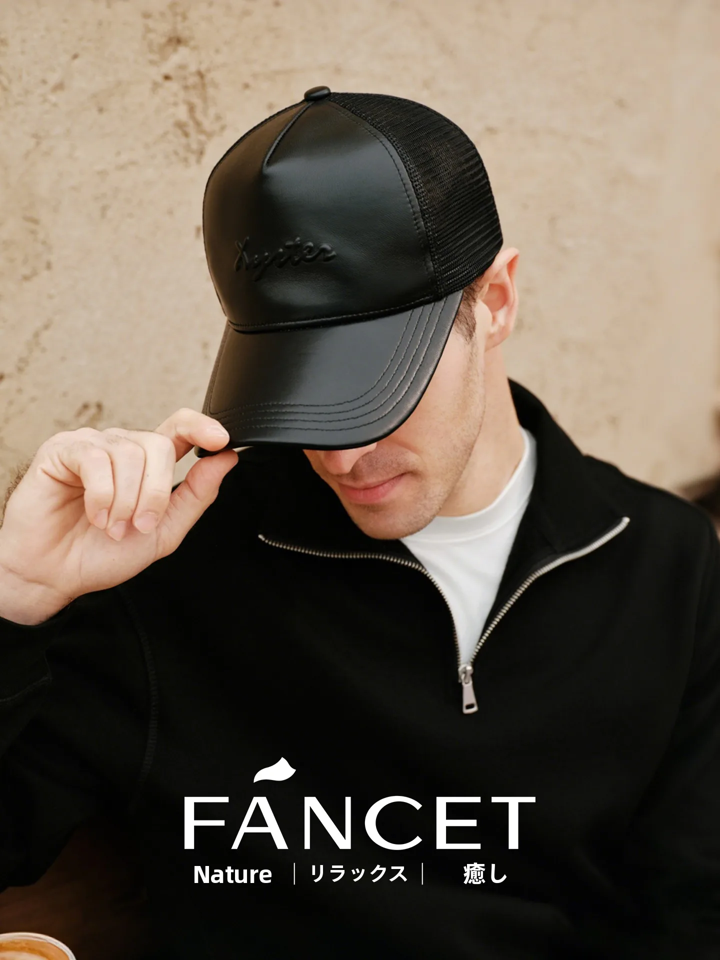 fancet-men's-baseball-cap-leather-mesh-breathable-sun-protection-casual-spring-summer-sport-hat-adjustable-round-top-duckbill
