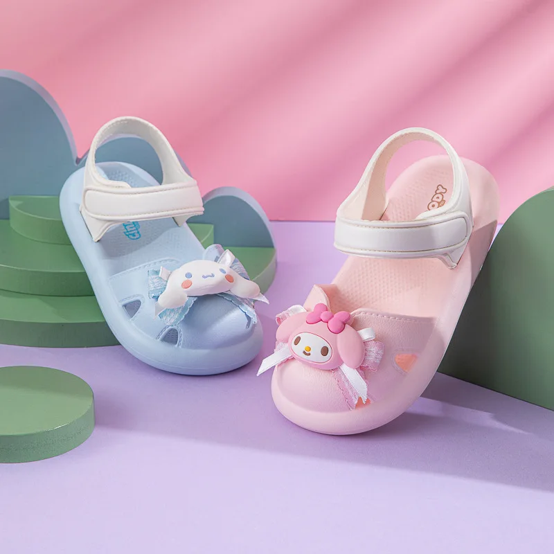 

Summer New Sanrio Girls' Sandals Cartoon Hollow Breathable Home Outdoors Infant Toddler Comfortable Soft Sole Kids Student Shoes