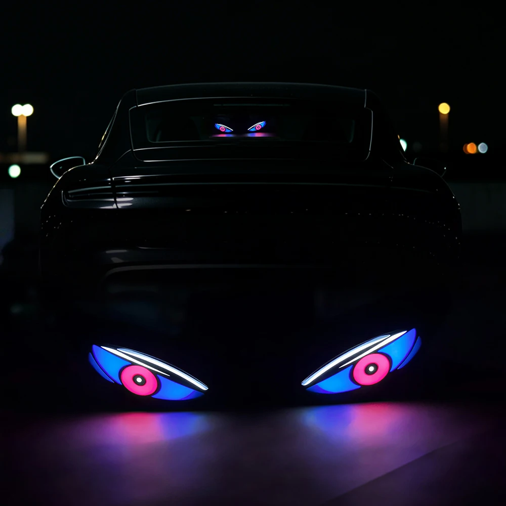 Rear Windshield LED Demon Eyes Solar Warning Flashing Signal Lamp Car LED Ambient Lights with Suction Cup for SUV Auto Window