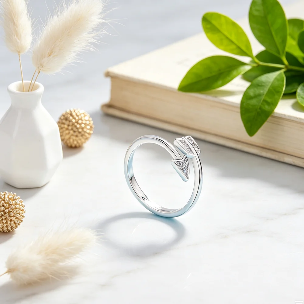 Trendy Style 925 Sterling Silver Adjustable Open Ring for Women Girls Daily Decoration Party Simple Arrow Rings Jewerlry