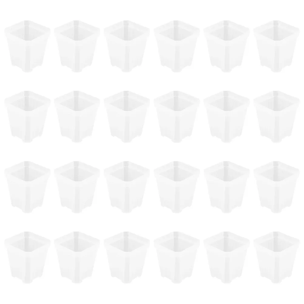 

Набор из 24 прозрачных квадратных горшков для растений: утолщенные пластиковые кашпо для комнатных растений, удобные для контроля корневой системы