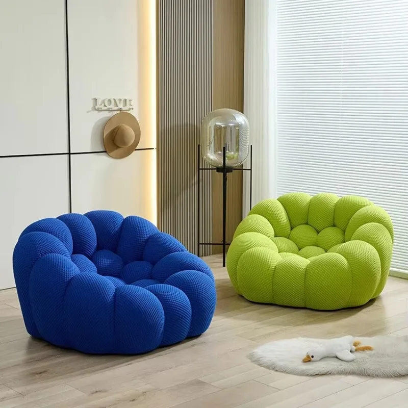 Modern Pumpkin Bubble Lazy Lounge Chair, Vacuum Compressed One‑Piece Molded High Density Foam Single Sofa Home Decor