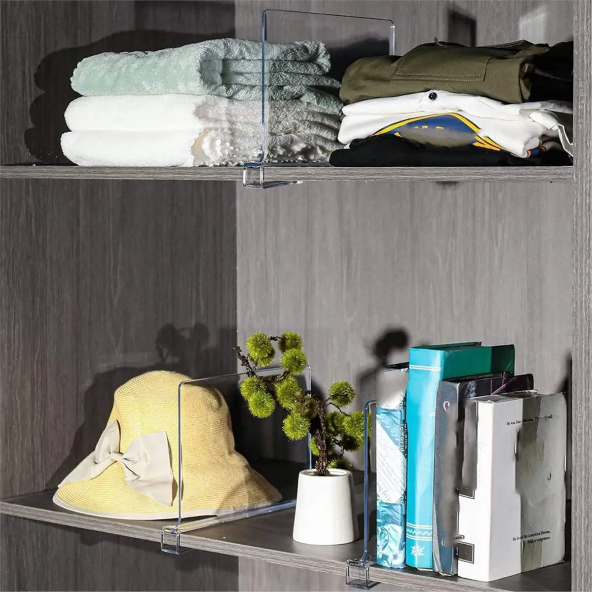 2026 New Clear Closet Shelf Bookcase Divider Home Use Wardrobe Shelf Bookcase Divider Baffle Commodity Storage