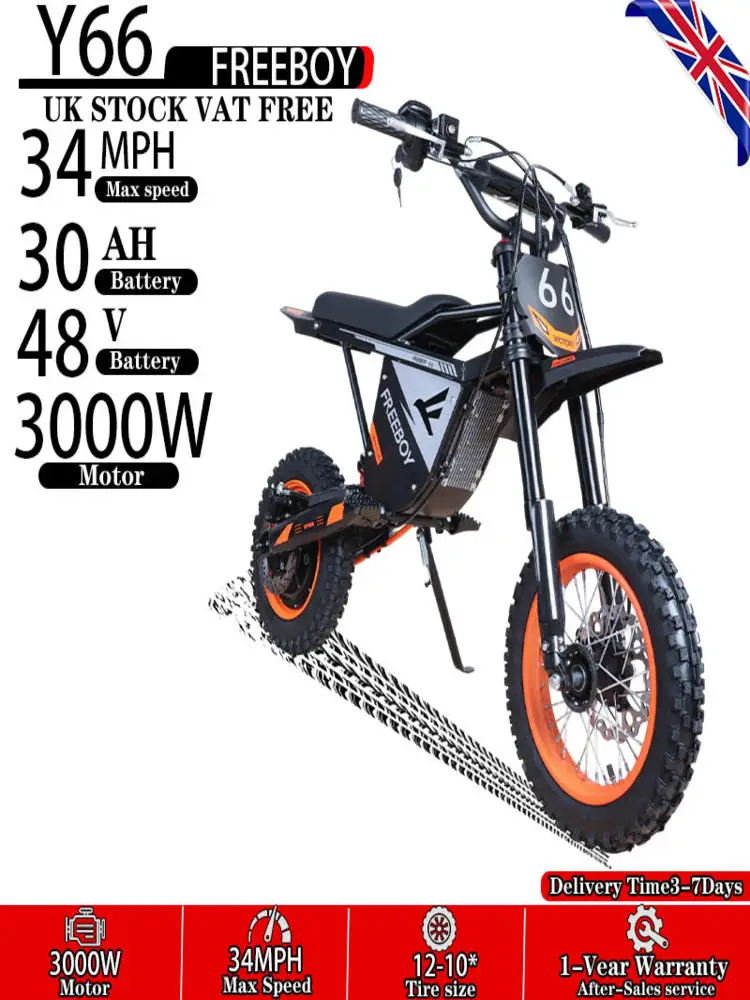 AliExpress FREEBOY Y66 E-bike 3000W Powerful Motor, 48V30AH Battery Adult Mountain E-bike, 10-12 inch off-road tires, mini all-terrain E-Motorcycle