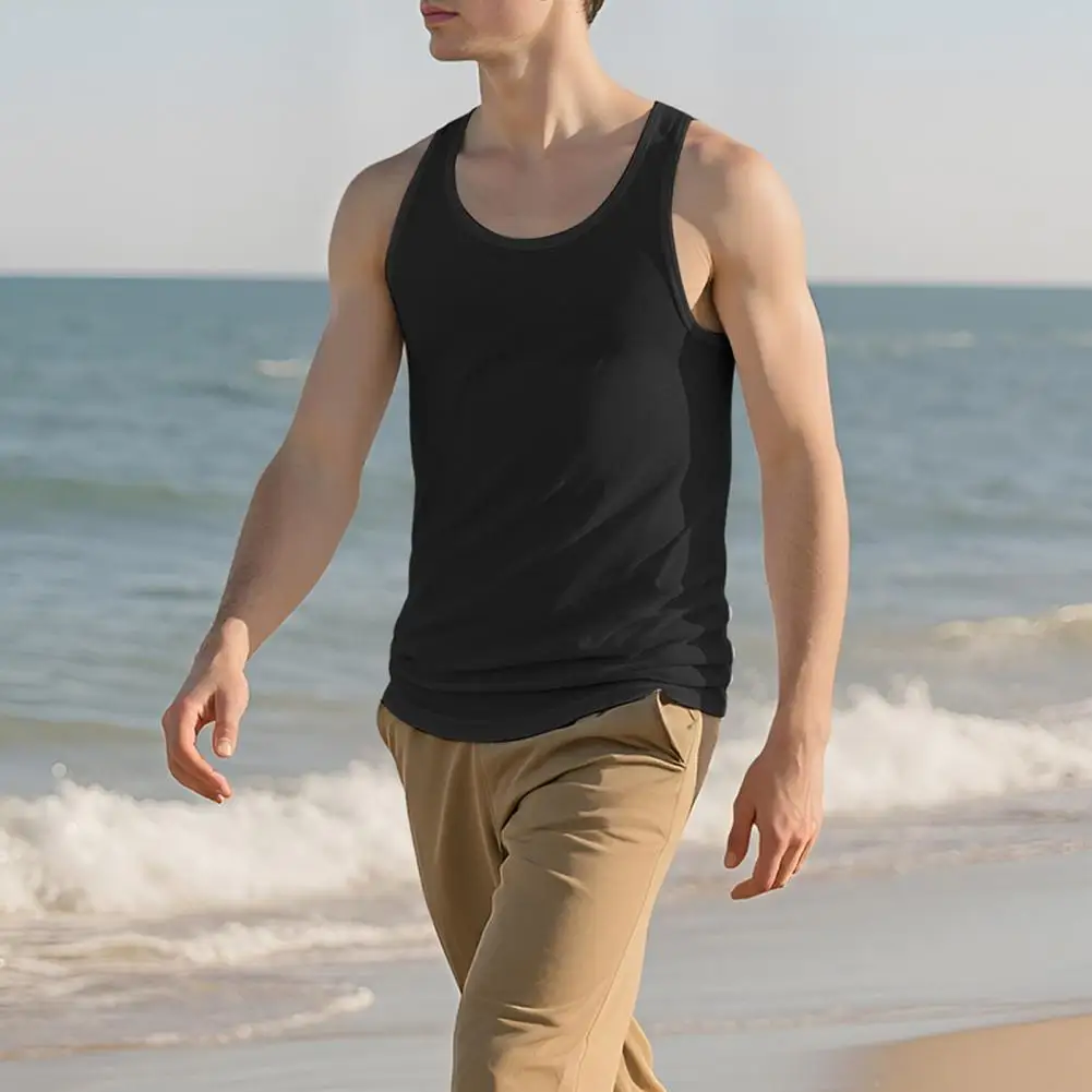 Men Summer Vest Men's Sleeveless Sport Vest Breathable Training Top Soft Round Neck Camisole for Summer Workout Fitness Apparel