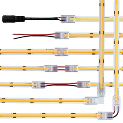 5pcs 8mm 10mm 2pin COB LED Strip Connector Extension Wire Terminal LED Connectors for 2835 5050 SMD COB Tape Lights