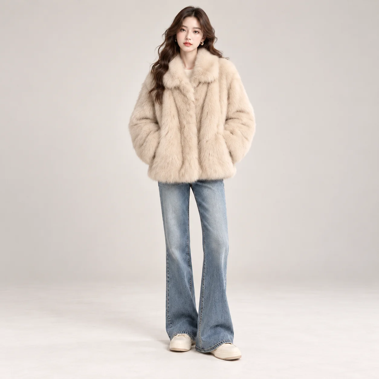 Genuine Fur Coat for Women | Real Fur Oversized Fluffy Jacket | Luxury Warm Winter Outerwear | Soft Plush Streetwear Fashion Coa