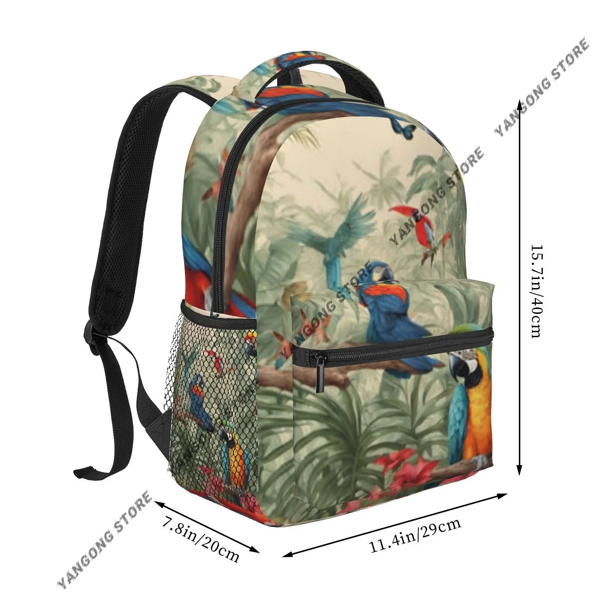Fashion Backpack Women Men Unisex Students Backpacks Macaw In Tropical Rain Forest Travel bag Bookbag