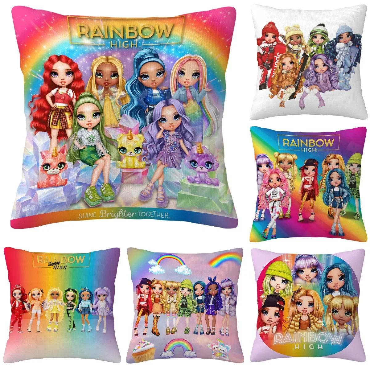 Rainbow High Doll Pillowcase Throw Pillow Covers for Living 
