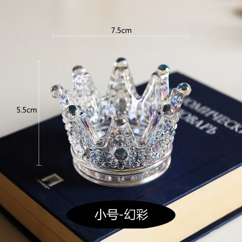 Creative Small Glass Candlestick Mini Crown Glass Ashtray Bar Decor