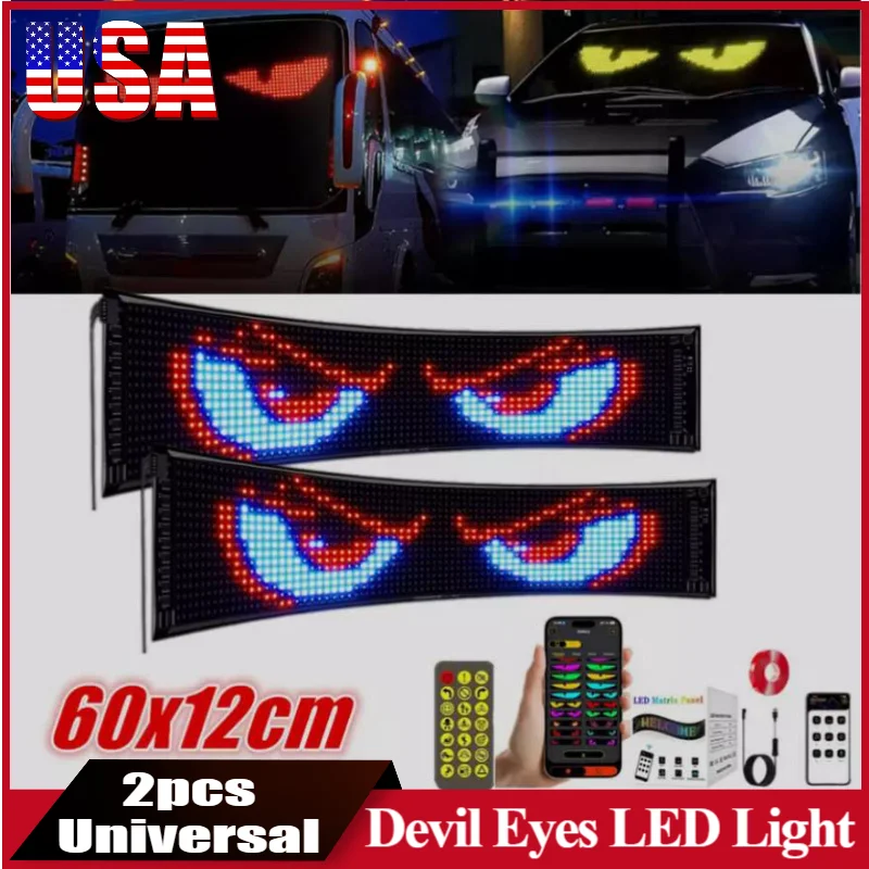 

2pcs 60x12cm Devil Eye LED Matrix Pixel Panel Soft Lighting DIY Graffiti Scrolling Board Remote Control Ambient Lights Universal