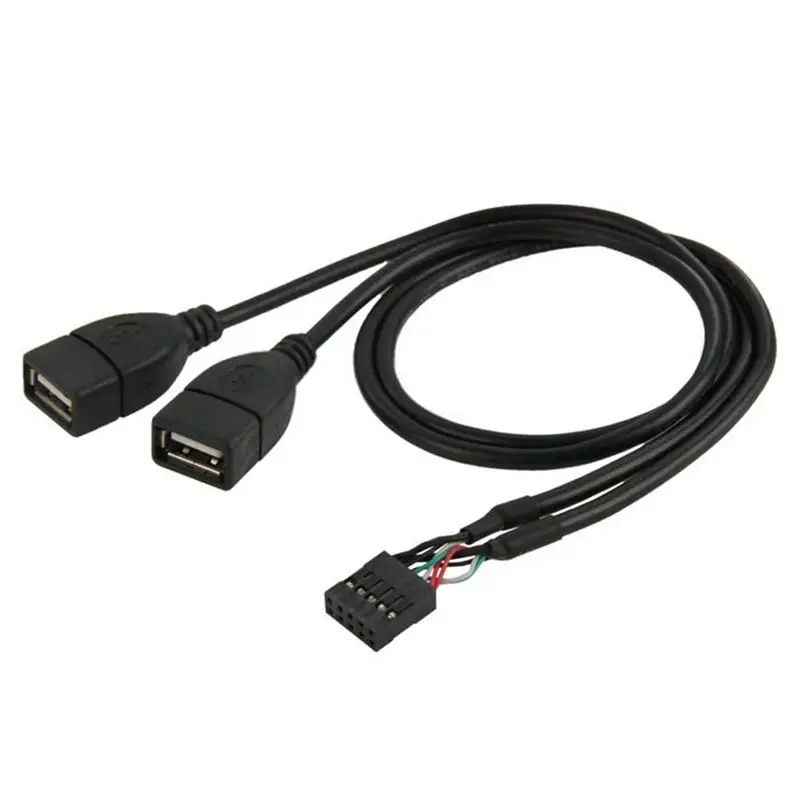 Main Board 9-Pin To USB Built-In Dual Port 9Pin To USB 2.0 A Female Two Port Expansion Cable DuPont Cable 2.54 To USB 2 Port