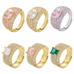 ZHUKOU luxury wide opening ring for women Shiny Cubic Zirconia wedding Couple Ring fashion party dinner Jewelry wholesale VJ473