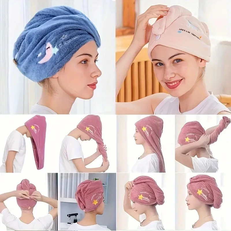 Gorro de Secado Rápido para el Cabello, Superabsorbente, Suave, para Baño, Toallas para la Cabeza para Mujer, Toalla para el Cabello Linda para Niñas, Gorro para Secar el Cabello