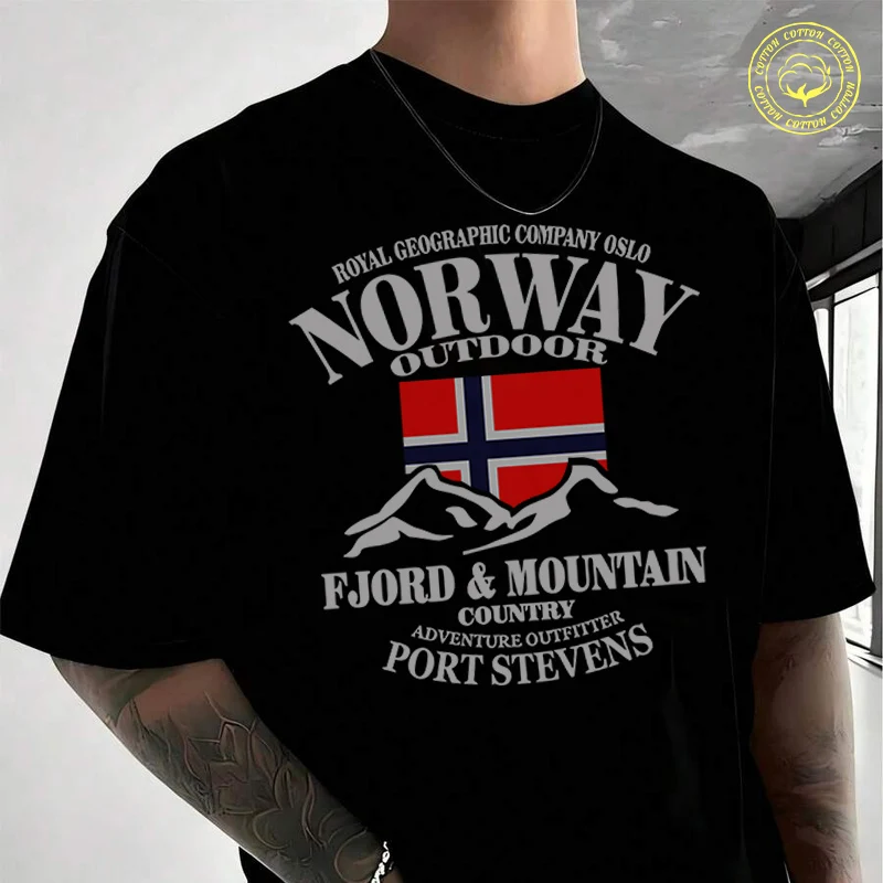 

Men Clothing New Best Of Norway Flag Fjord Mountain Moto T-Shirt Cotton Short Sleeve Summer Men Tees