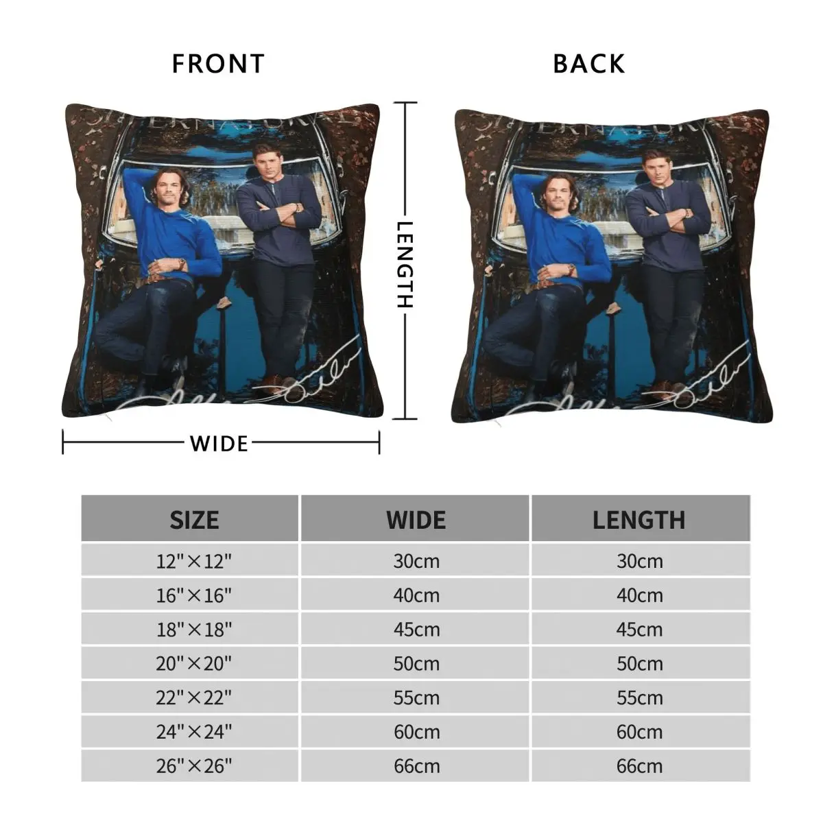 Supernatural Sam Dean And Baby Pillowcase Polyester Linen Velvet Pattern Decor Throw Pillow Case Home Cushion Cover Wholesale