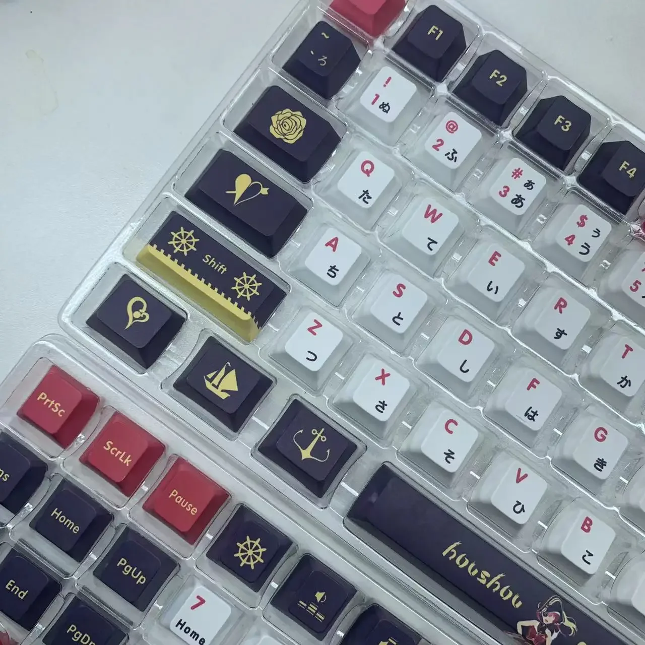 Houshou tampa chave marinha vtuber hololive capa chave pbt sublimação de tinta cereja mx interruptor de eixo cruzado keycap para teclado mecânico