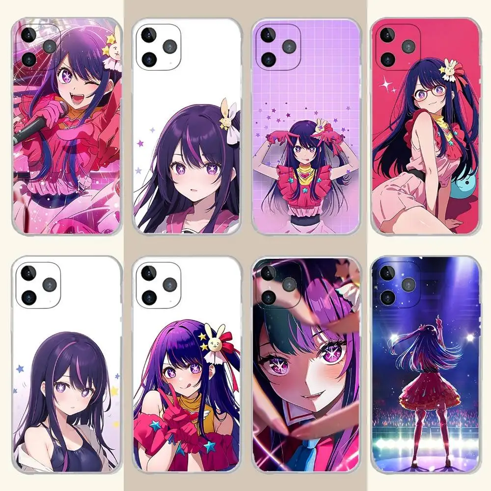 

H-Hoshino Ai Anime Phone Case For iPhone 17,16,15,14,13,12,11 Pro,Max,Plus,X,XS,XR,SE4,E Mini Transparent Soft Cover