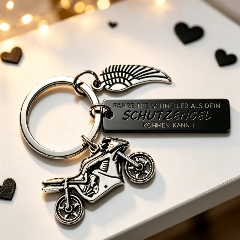 Motorcycle Rider Wings Keychain 