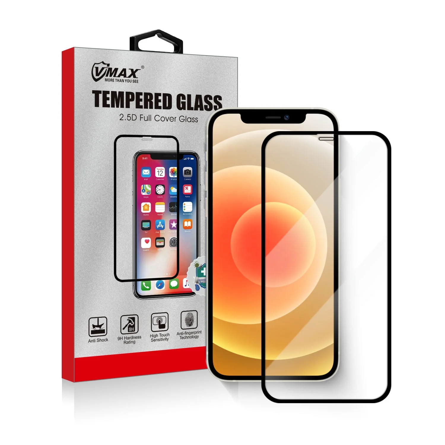 2.5D 9H Full Cover Anti-Shock Premium Mobile Phone Tempered Glass Film Screen Protector For Iphone 12