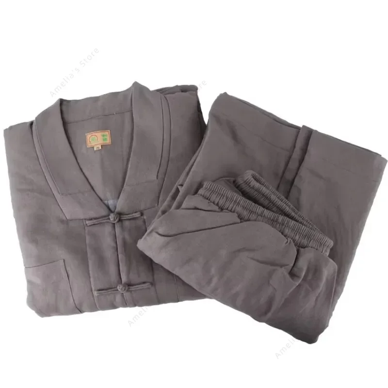 Winter Thicken Monk Clothes Meditation Shaolin Kung Fu Uniform Traditional Chinese Clothing for Men Zen Buddhist Sets