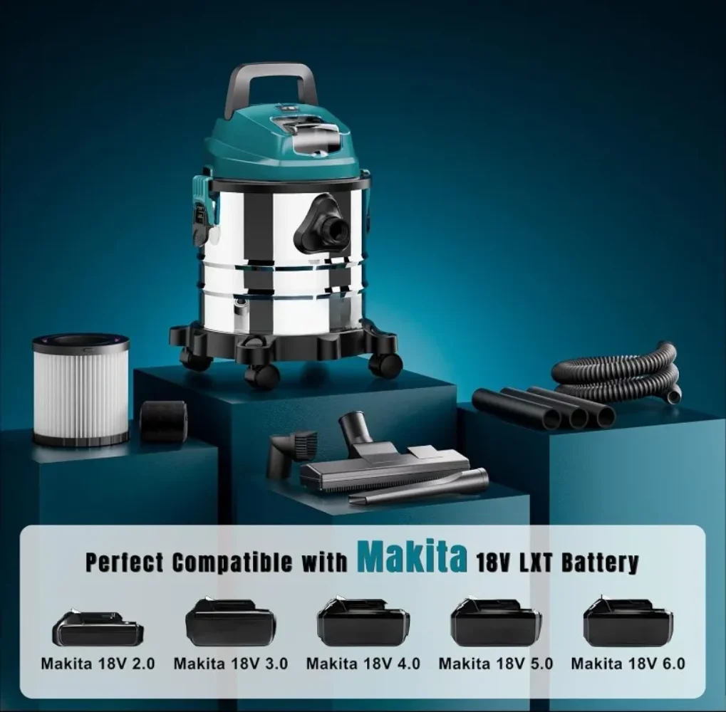 4 جالون متجر لاسلكي متوافق مع بطارية ماكيتا 18 فولت، مكنسة متجر لاسلكية رطبة وجافة مع شفط قوي 16 كيلو باسكال وبلو #3