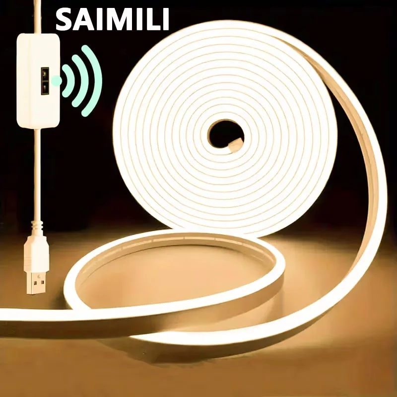 LED Neon Lights Strip 5V USB LED Neon Strip Smart Gesture Sensor Dimmable Flexible for Flexible Room TV Backlight Decorations