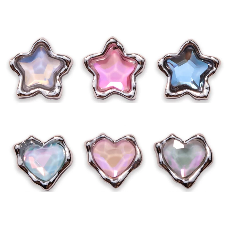 5PCS Luxury Alloy Love Heart Star Nail Art Rhinestone Charms Parts Jewelry Accessories Manicure Decor Nails Decoration Supplies