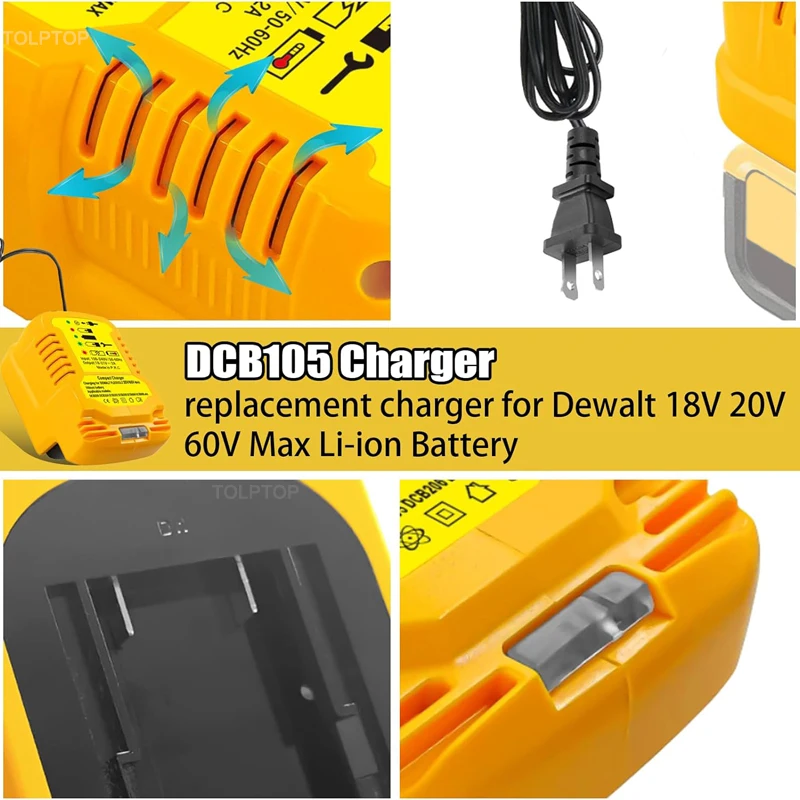 Portable Mini Charger For Makita/Dewalt/Milwaukee/Bosch 18V Lithium Battery with LED Indicator EU/US Plug Overcharge protection