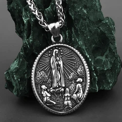 Virgin Mary Catholic Stainless Steel Pendant Necklace Christian Creative Accessories Retro Religious Men Women Wholesale