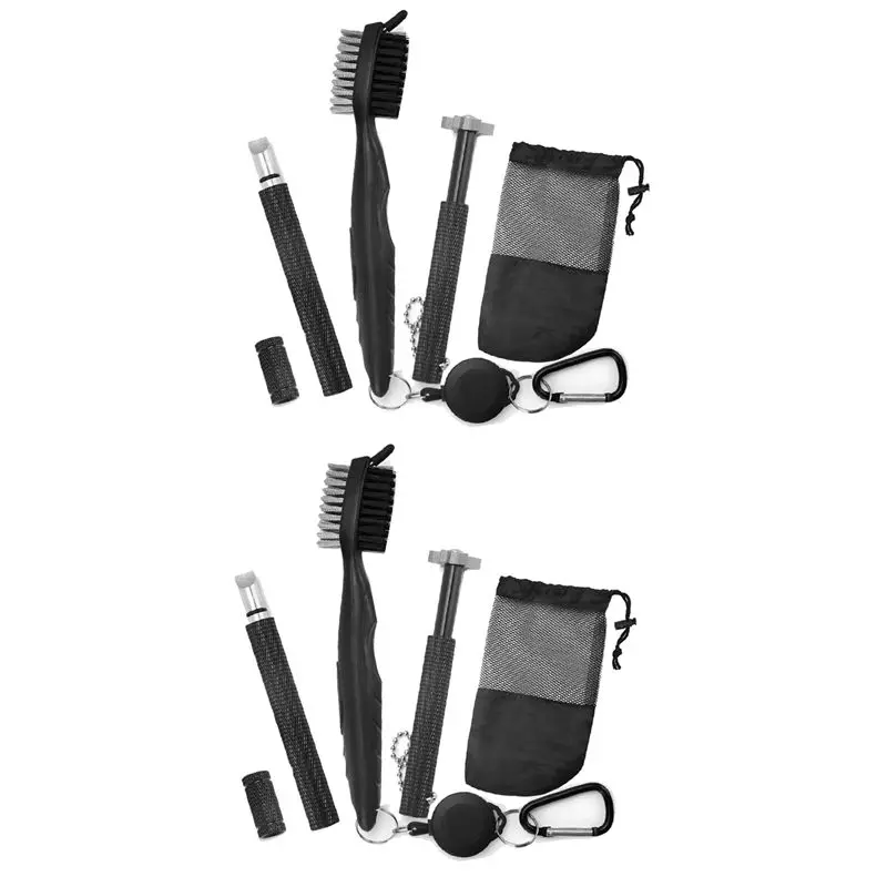 

AEF6-2X Golf Club Cleaner Kit, Retractable Golf Brush And 4 Golf Club Groove Sharpener For U & V-Grooves