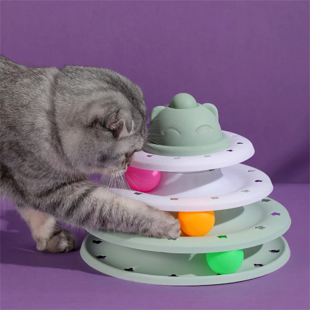 Hat Toy Game Component Rolling Ball Toy White Yellow Pet Supplies Funny Cat Toy Interactive Brain Game Four Floors Plastic