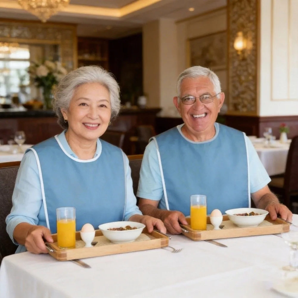 Anti-oil Elderly Bib Pocket Style Stain Resistant Eating Assistance Bib Soft Washable Saliva Towel Mess-Free Diet