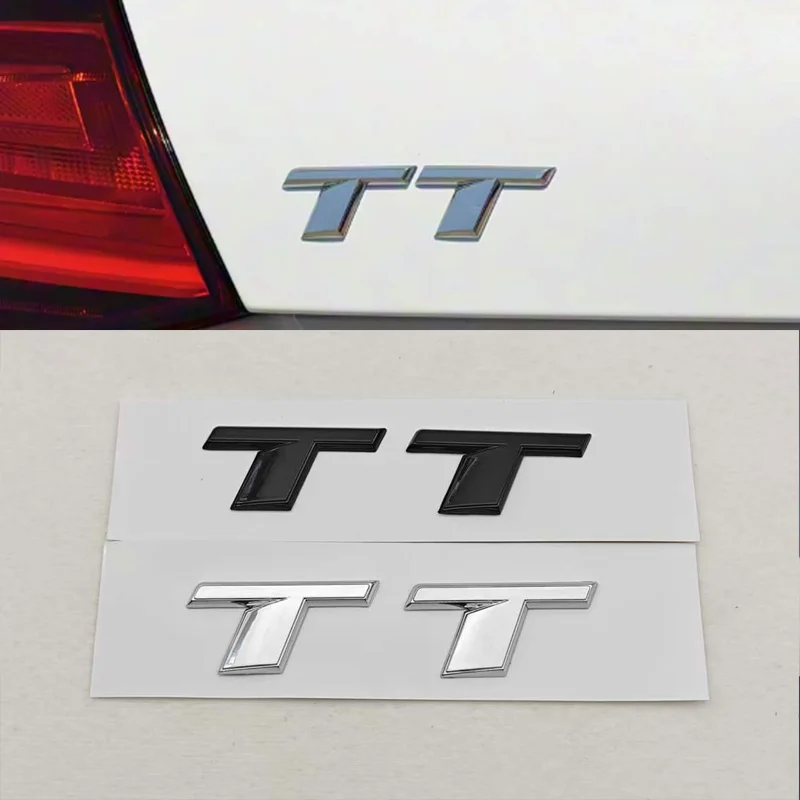 3D ABS Chrom Schwarz TT Logo Buchstaben Auto Heckklappen-Emblem Abzeichen Aufkleber für Audi TT RS MK1 8N 8J MK3 MK2 TT Sticker Zubehör – Detail 1
