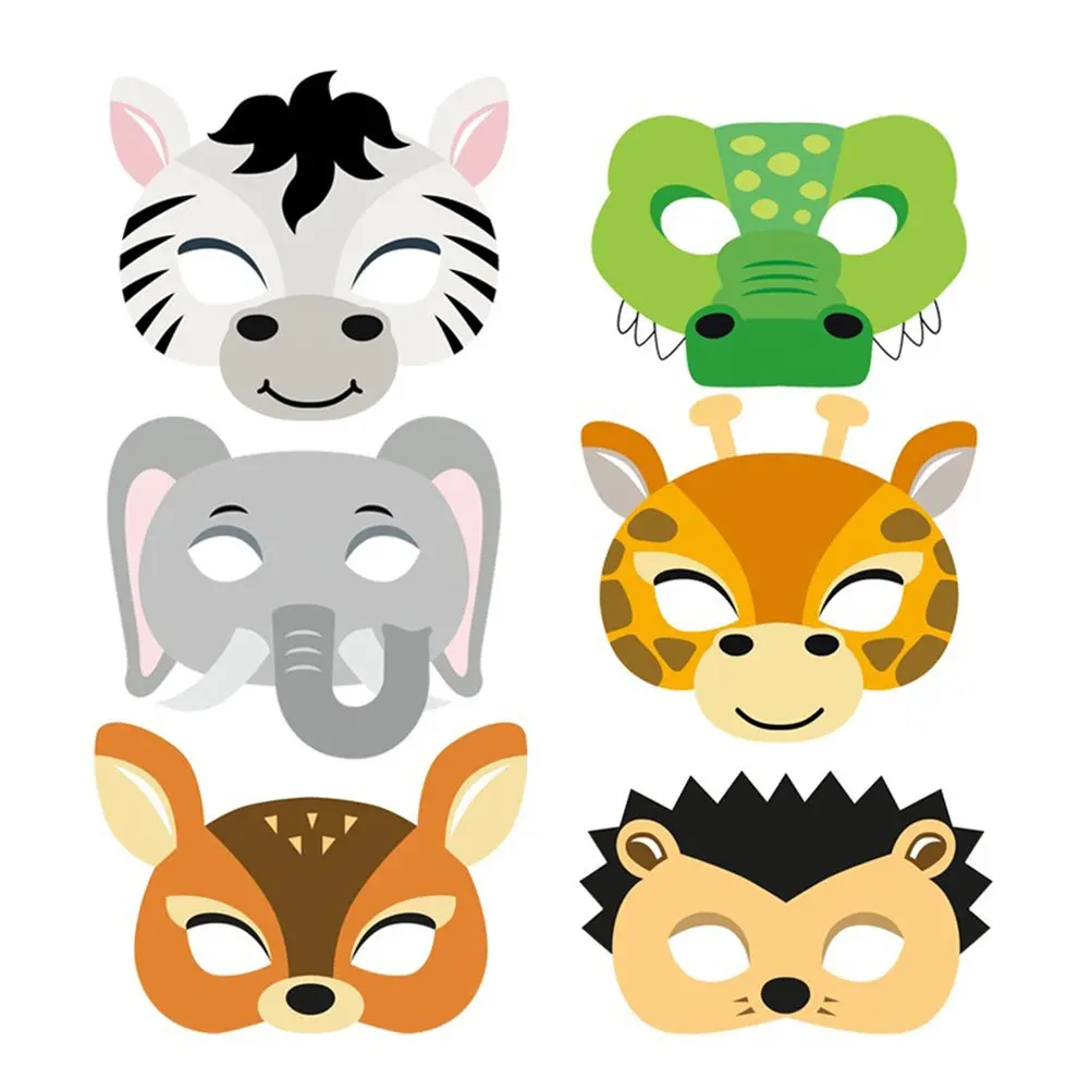 12pcs Animal Masks for Kids – Zebra, Giraffe, Deer, Hedgehog Costume Masks for Parties, Preschool & Creative Play